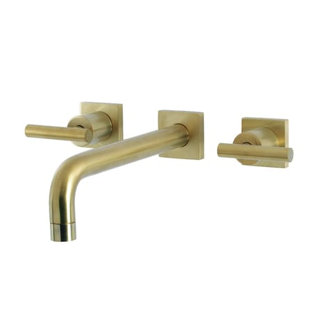 Kingston Brass KS6027CML Wall Mount Tub Faucet, Brushed Brass KS6027CML